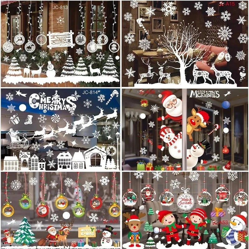 Christmas Snowy Holiday Window Stickers Set