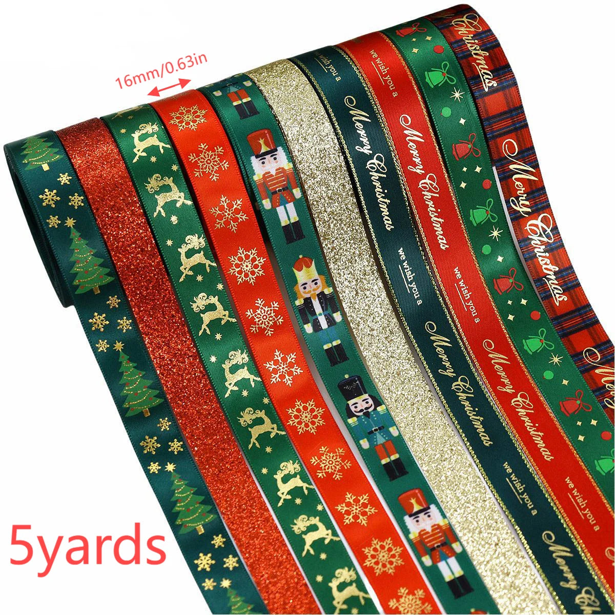 Christmas Cheerful Ribbon Spool 16mm