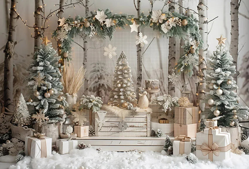 Christmas Snowy Forest Backdrop [Custom Sizes]