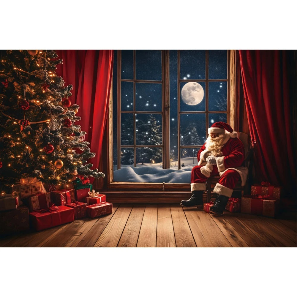 Christmas Snowy Window Photo Backdrop