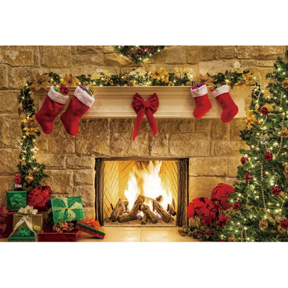 Christmas Festive Fireplace Backdrop [Various Sizes]