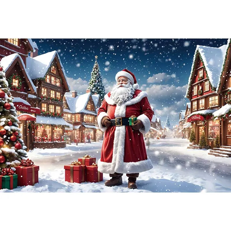 Christmas Santa's Village Backdrop - Holiday Fun