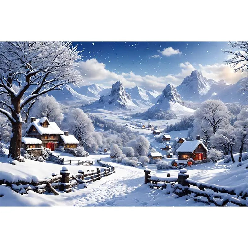 Christmas Santa Village Photo Backdrop