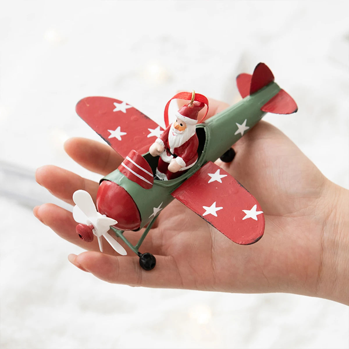 Christmas Flying Santa And Snowman Pendant