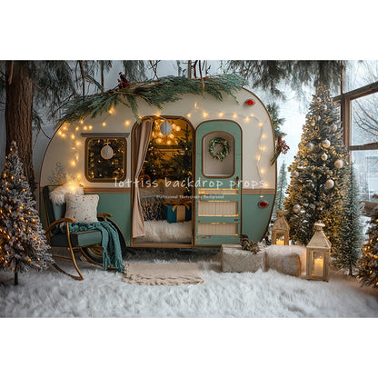 Christmas Winter Wonderland Backdrop [Snowy Bus]