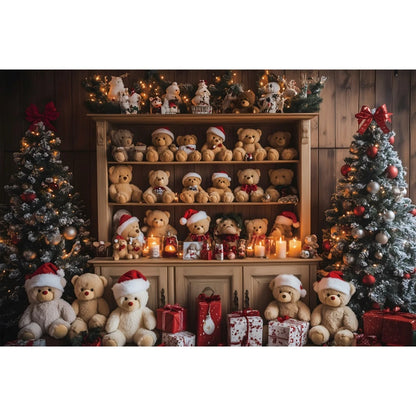 Christmas Holiday Photo Backdrop Bear Gifts