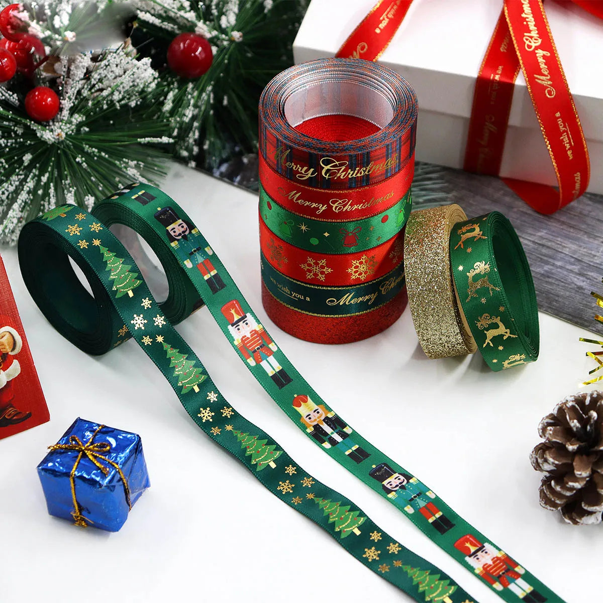 Christmas Cheerful Ribbon Spool 16mm