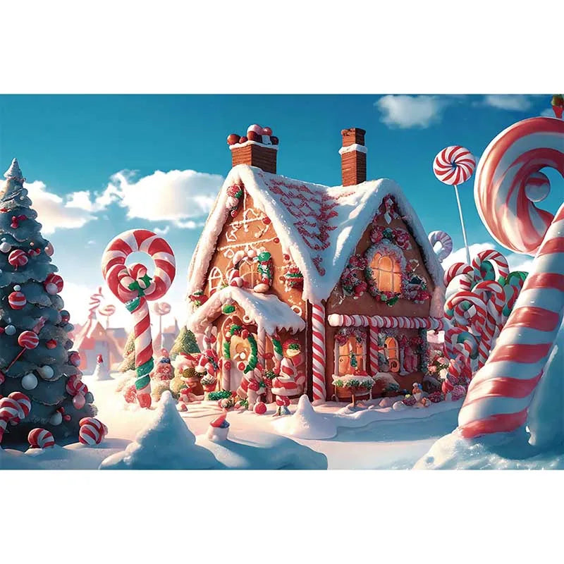 Christmas Santa's Workshop Backdrop Decor