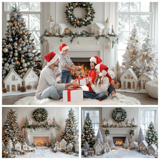 Christmas Festive Hearth Photo Backdrop