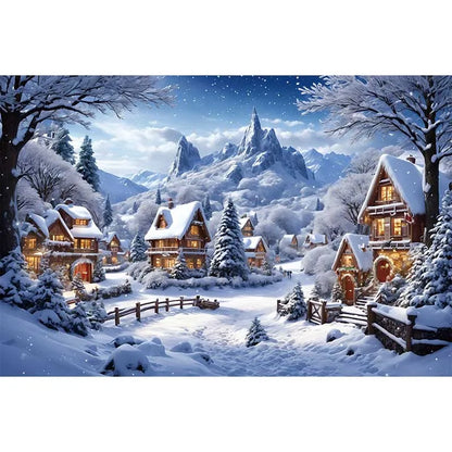 Christmas Santa Village Photo Backdrop