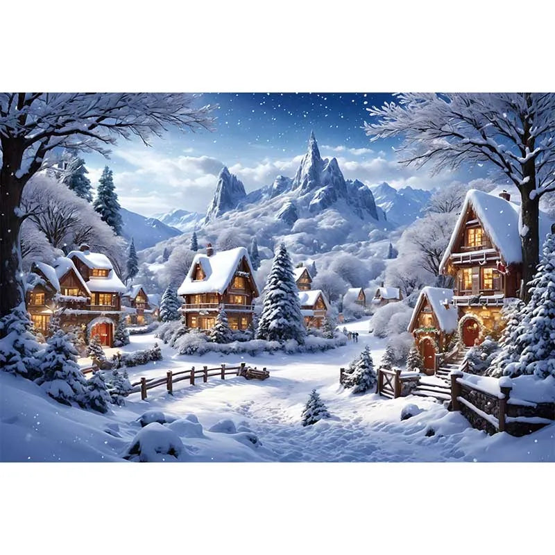 Christmas Santa Village Holiday Backdrop