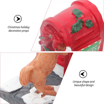 Christmas Mailbox Puppy Figurine