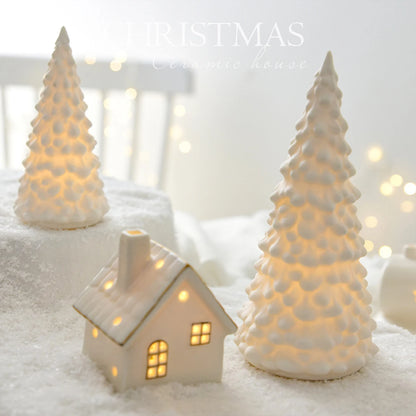 Christmas Festive Snow House Ornaments Ceramic