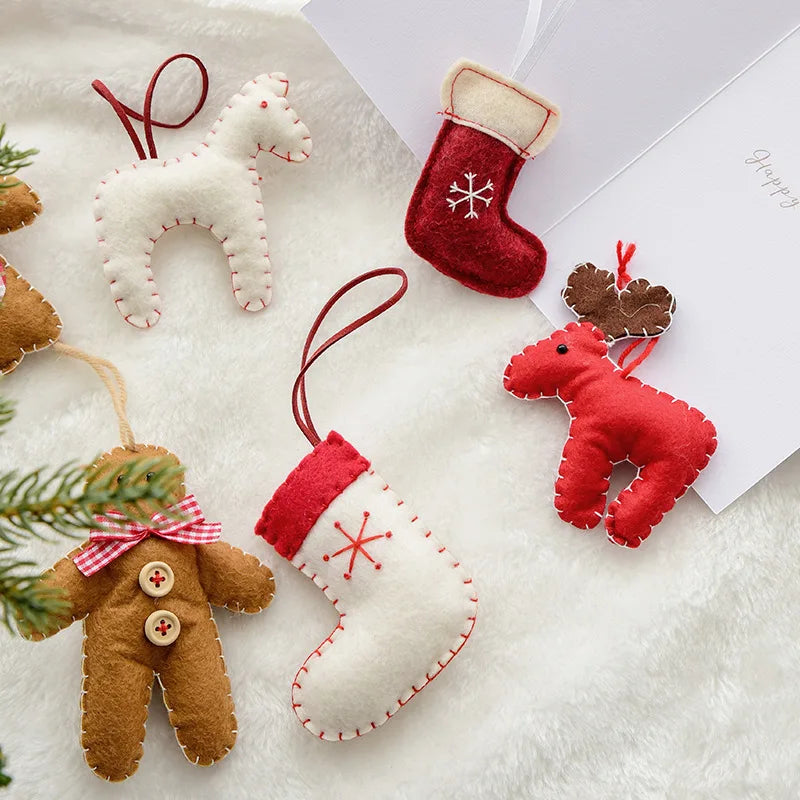 Christmas Gingerbread Snowflake Felt Ornament