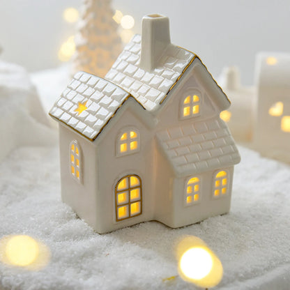 Christmas Festive Snow House Ornaments Ceramic