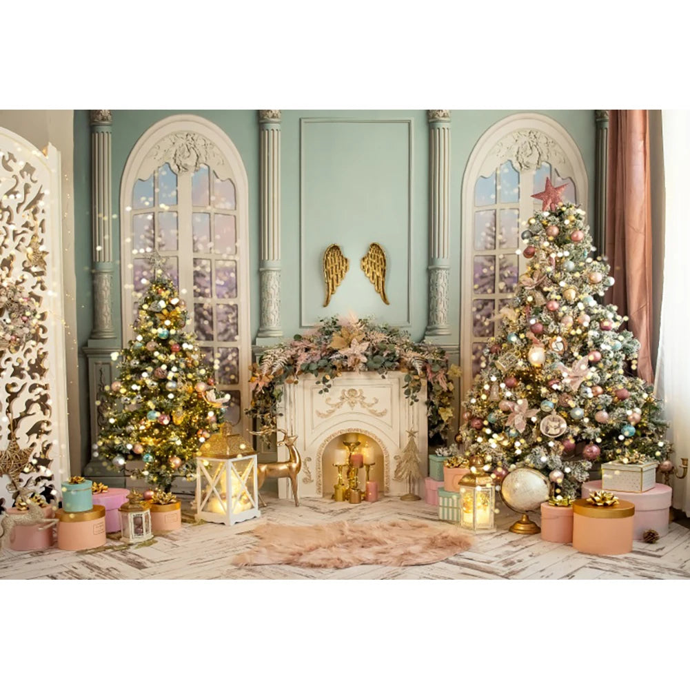 Christmas Cozy Holiday Fireplace Backdrop