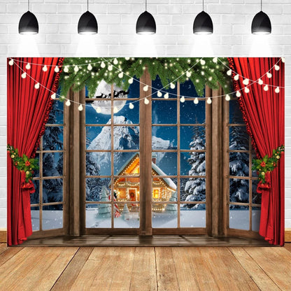 Christmas Snowy Window Backdrop [Various Sizes]