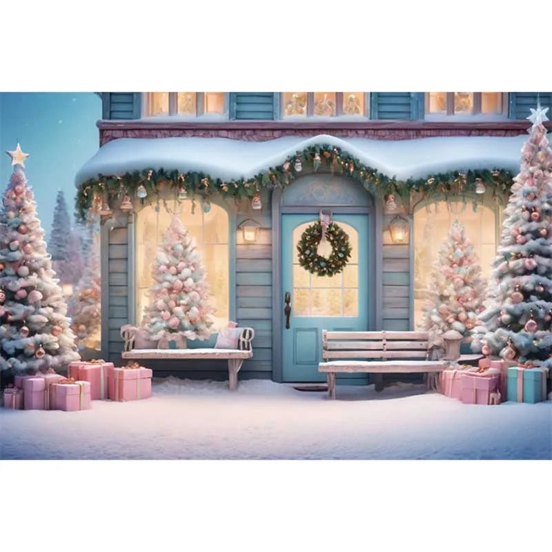 Christmas Winter Village Photography Backdrop