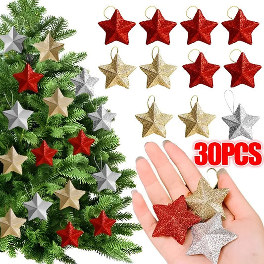 Christmas Twinkle Star Holiday Ornaments [Set of 6/12/24]