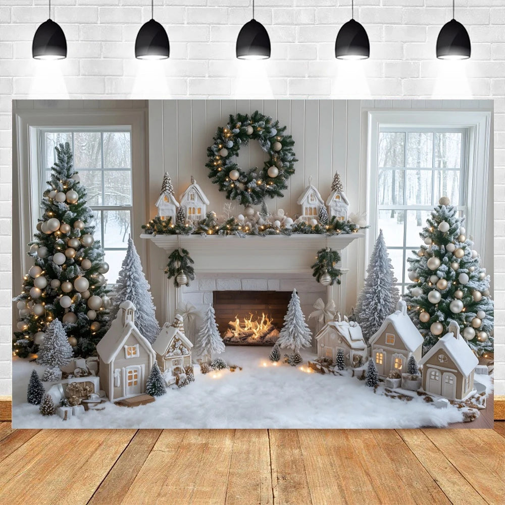 Christmas Festive Hearth Photo Backdrop