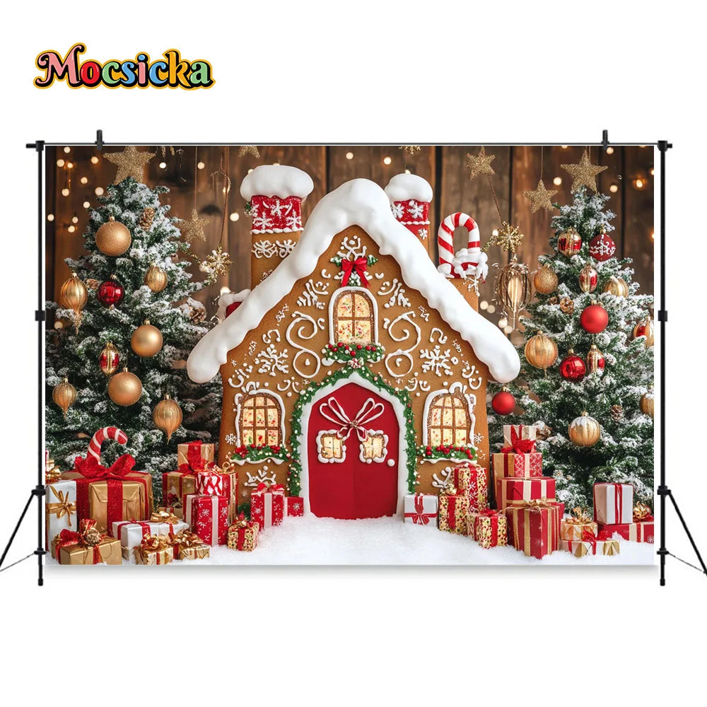 Christmas Gingerbread House Backdrop [Custom Sizes]