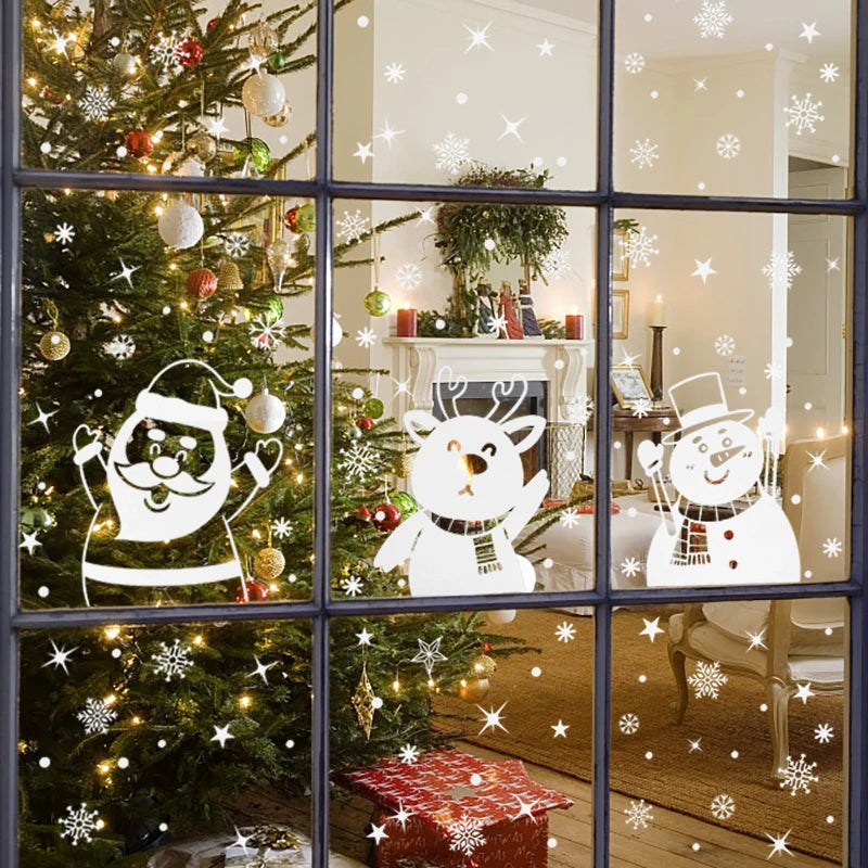 Christmas Snowy Holiday Window Stickers Set