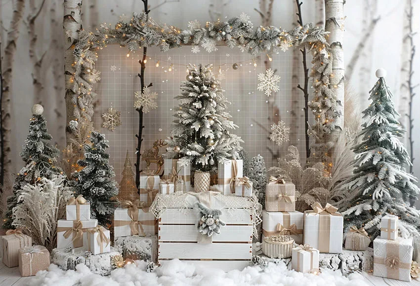 Christmas Snowy Forest Backdrop [Custom Size]