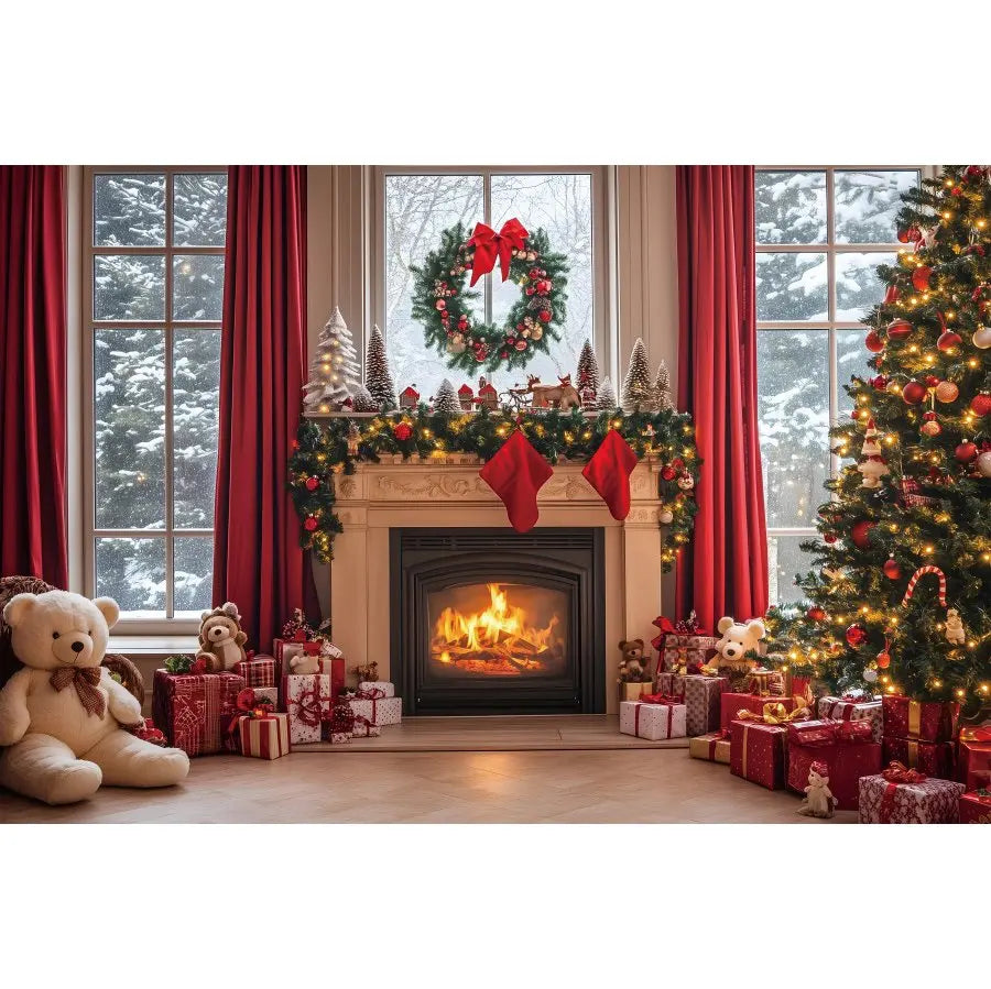 Christmas Cozy Holiday Scene Backdrop