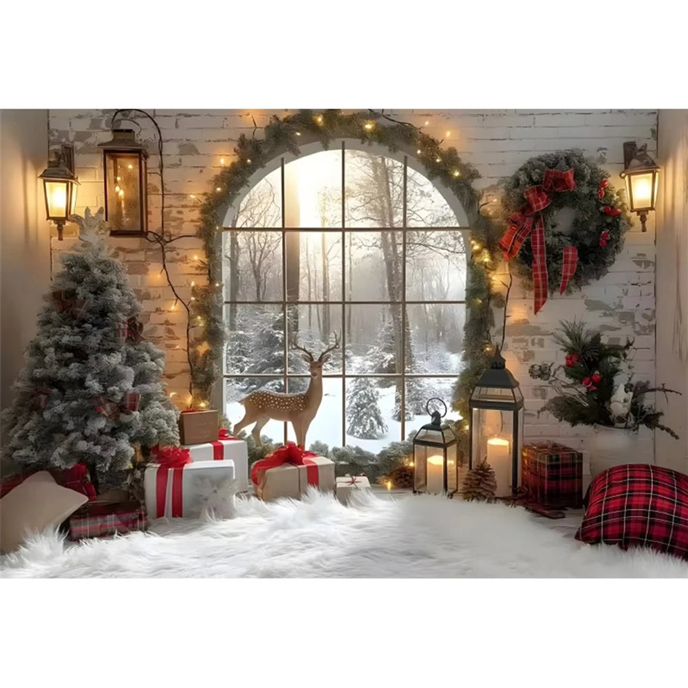 Christmas Cozy Holiday Fireplace Backdrop