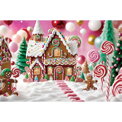 Christmas Santa's Village Backdrop - Holiday Fun