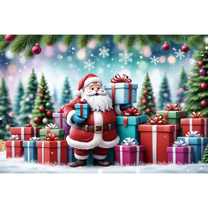 Christmas Santa's Workshop Backdrop Decor