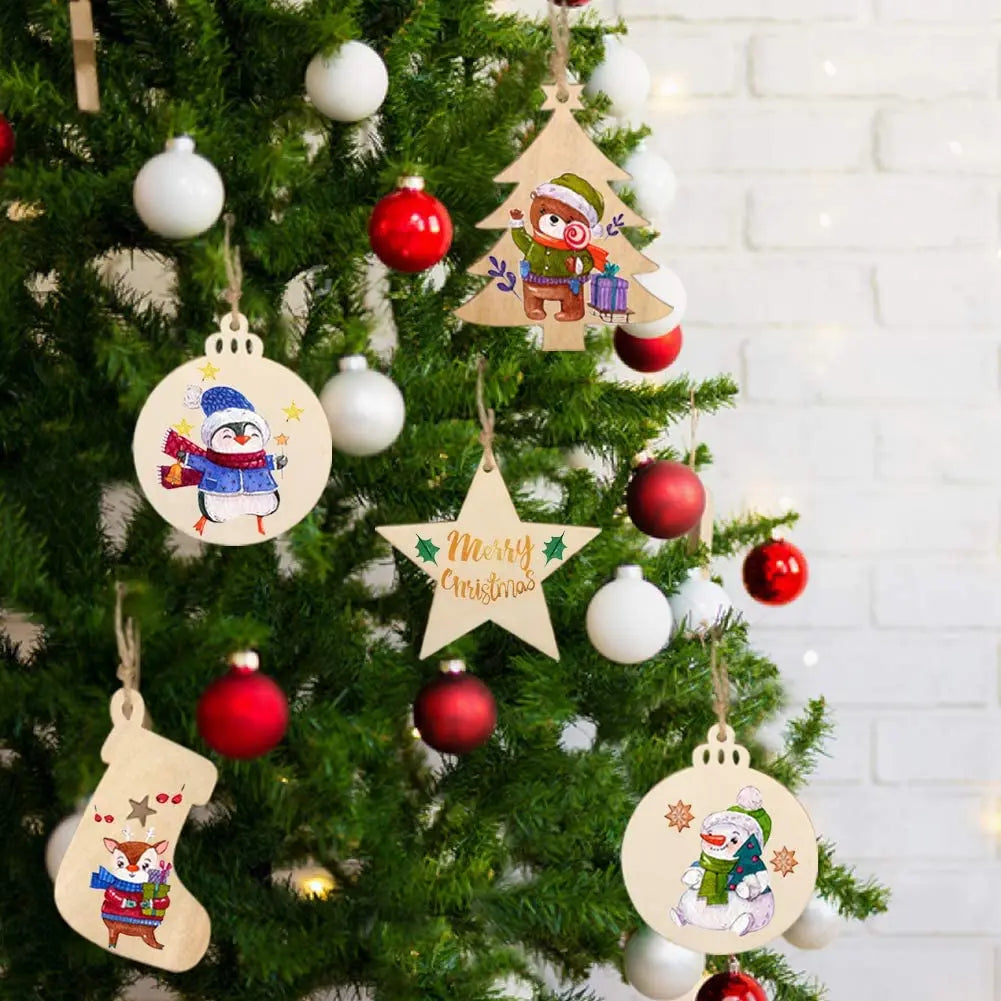 Christmas Wooden Holiday Tree Charmers Set