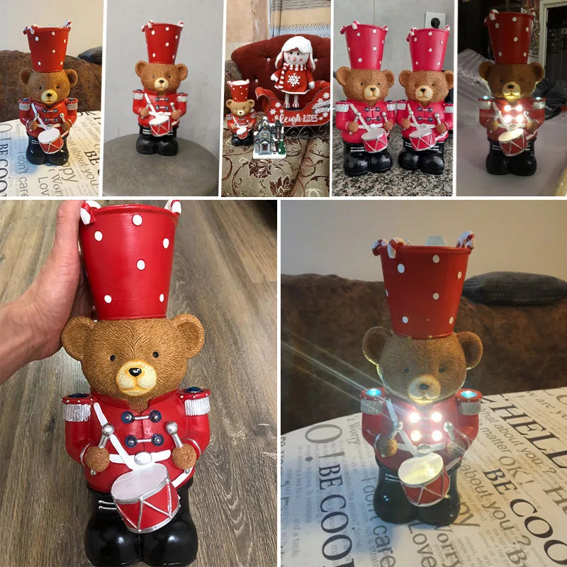 Christmas Bear Drummer Home Decor Statue