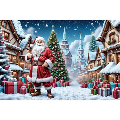 Christmas Santa's Village Backdrop Decorations