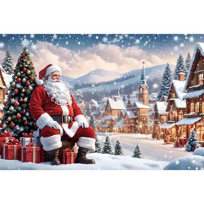 Christmas Santa Village Holiday Backdrop