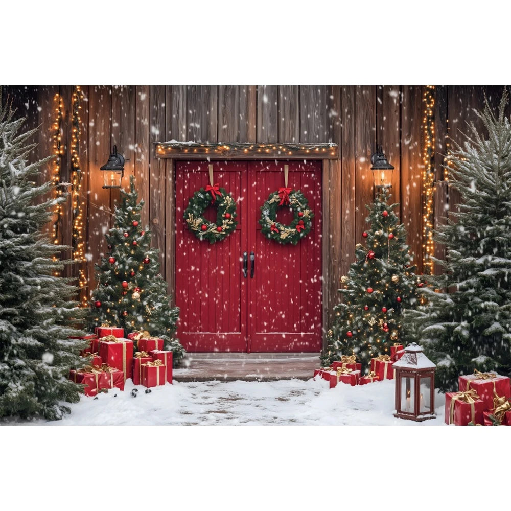 Christmas Festive Red Curtain Backdrop