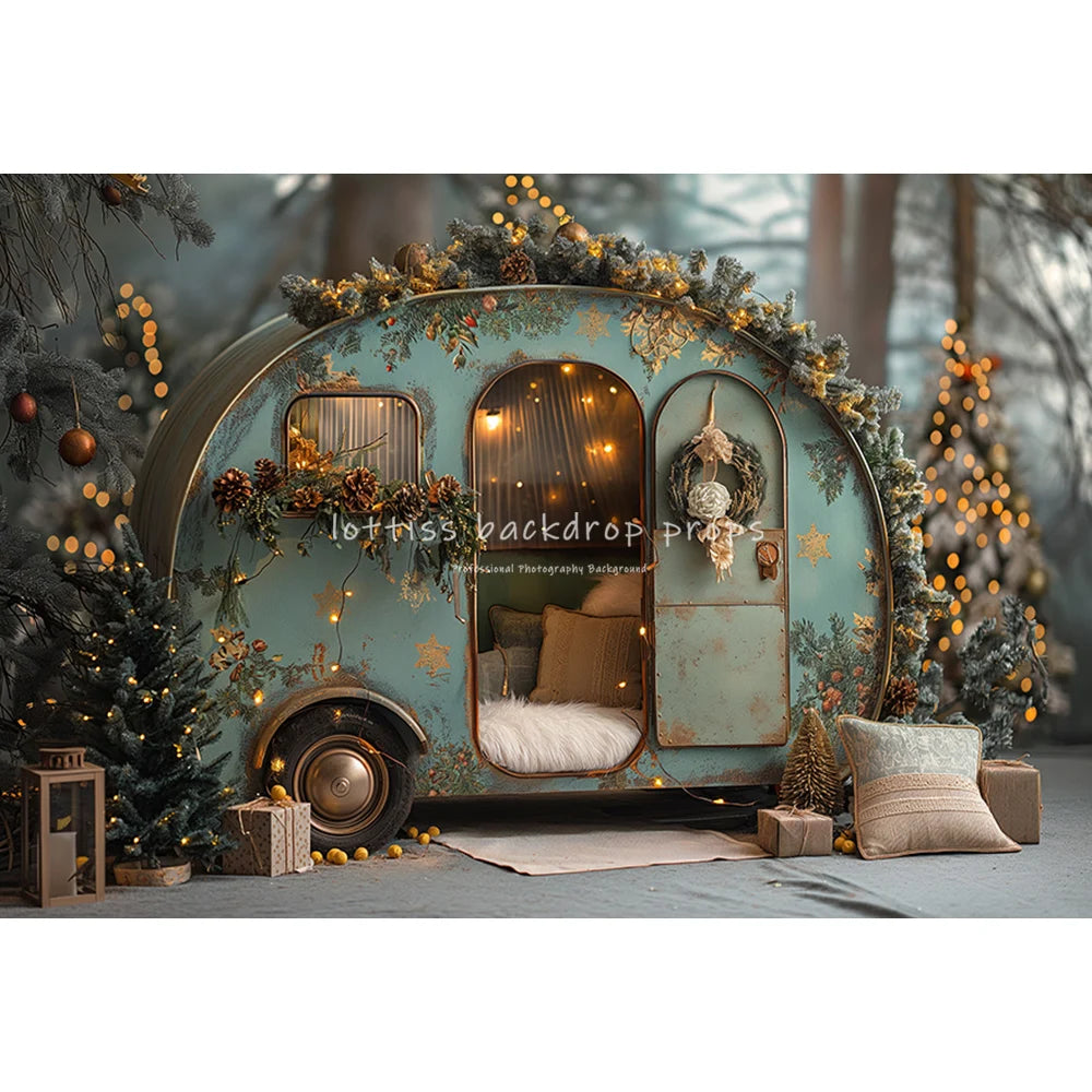 Christmas Winter Wonderland Backdrop [Snowy Bus]