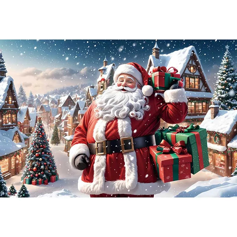 Christmas Santa Village Holiday Backdrop