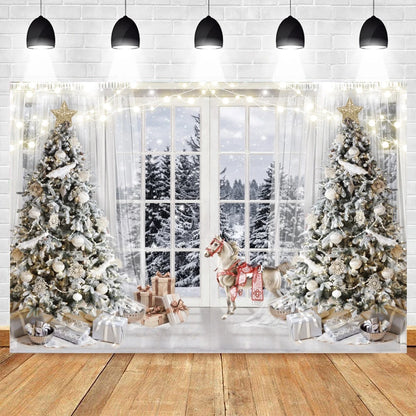 Toile de fond du pays des merveilles enneigé de Noël 300 cm