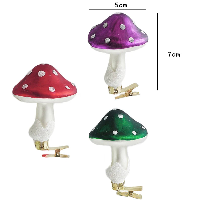 Christmas Mushroom Clip Ornaments Red/Green/Purple