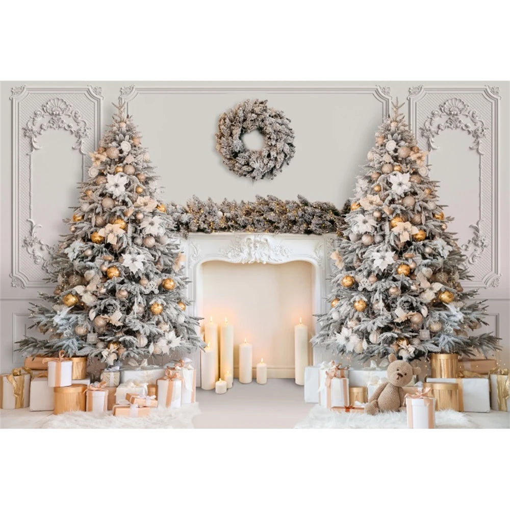 Christmas Festive Fireplace Backdrop [Custom Sizes]