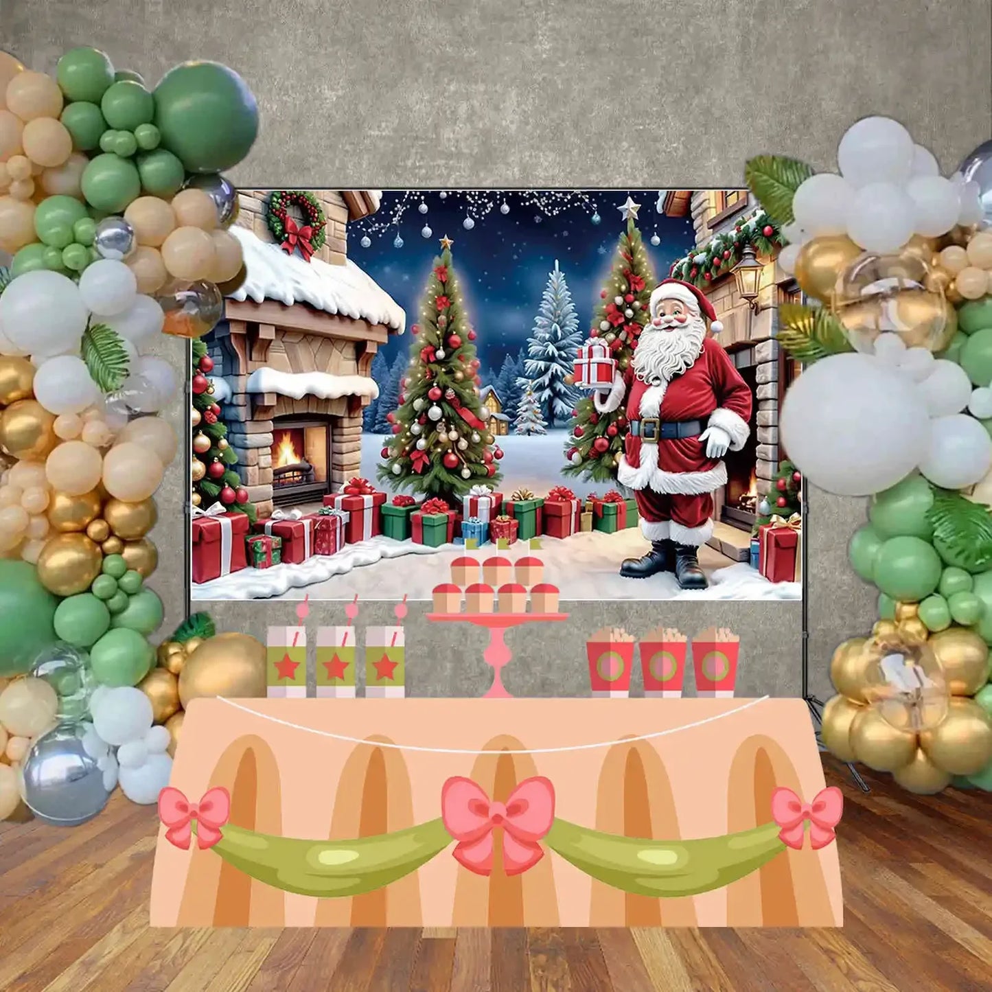 Christmas Santa's Village Backdrop - Holiday Fun