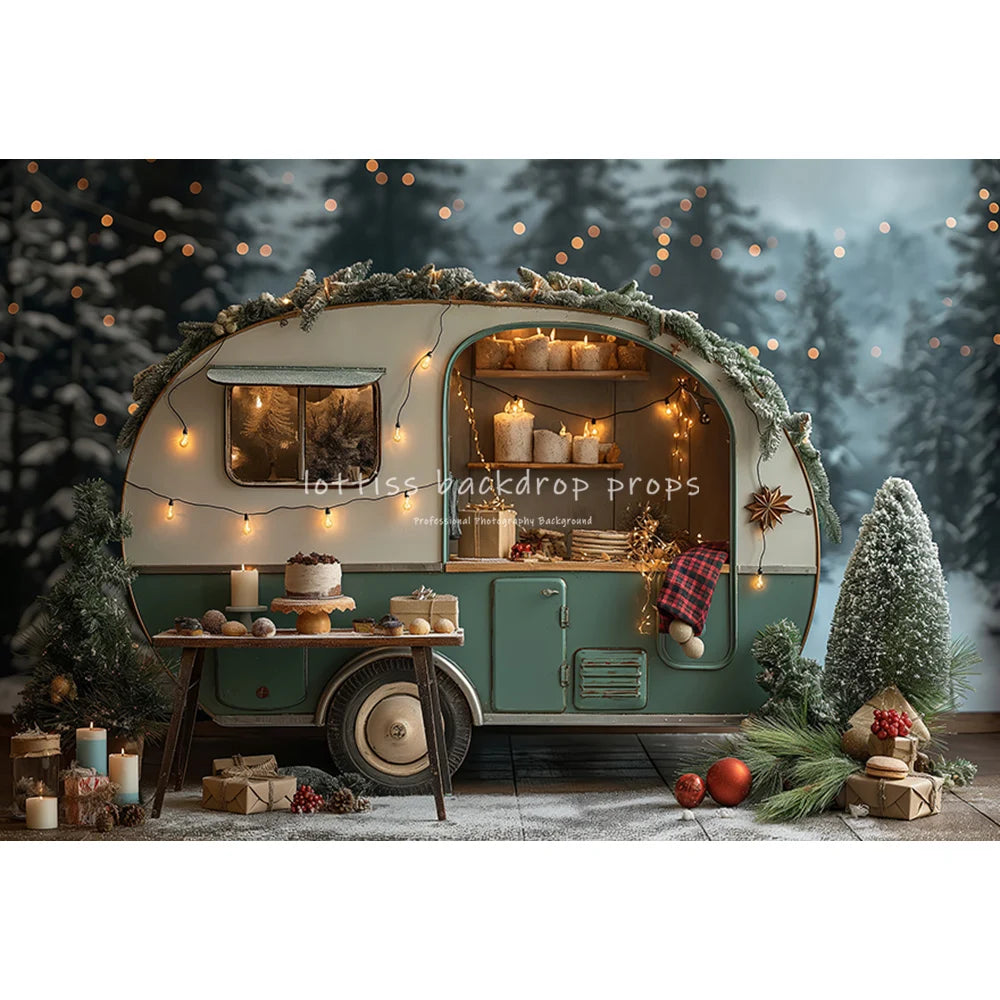 Christmas Winter Wonderland Backdrop [Snowy Bus]