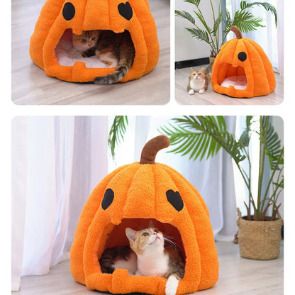 Christmas Cozy Pumpkin Cat House [Most Cats]