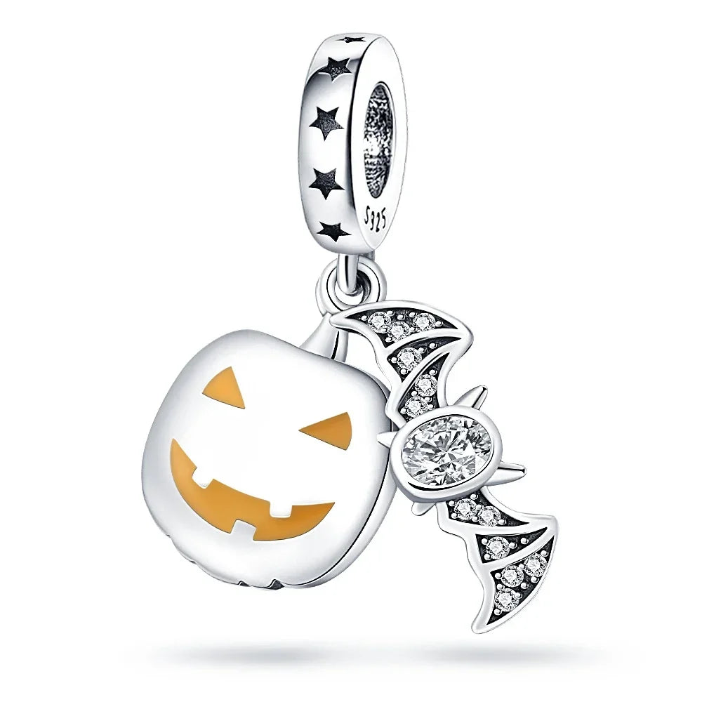 Black Cat Pumpkin Charm Bracelet - Halloween - Clothing Accessories (Necklaces, Vampire Teeth, Pins, Headwear) - Scribble Snacks