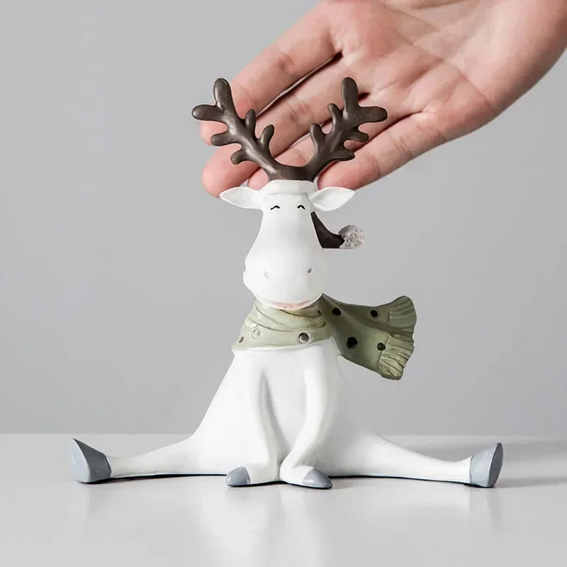 Christmas Magical White Deer Figurines