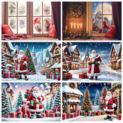 Christmas Santa's Workshop Backdrop Decor