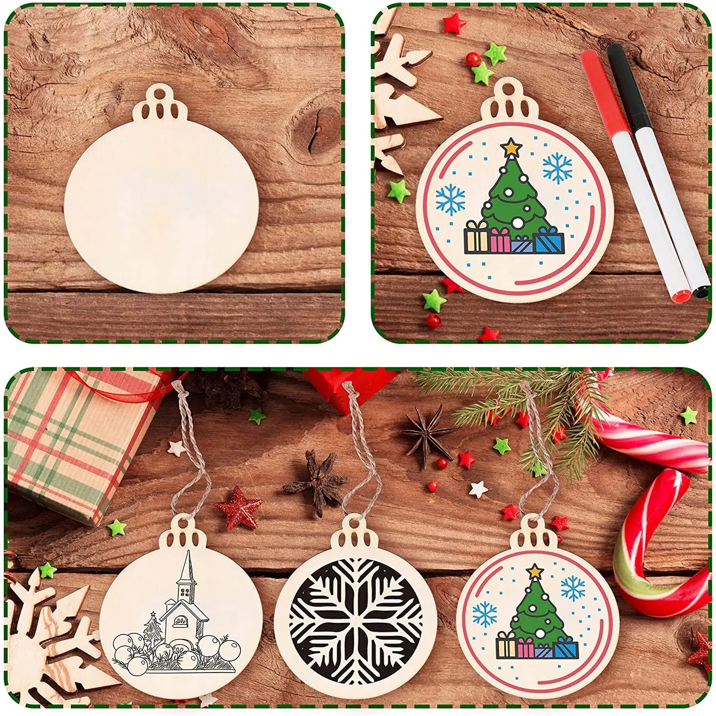 Christmas Wooden Holiday Tree Charmers Set