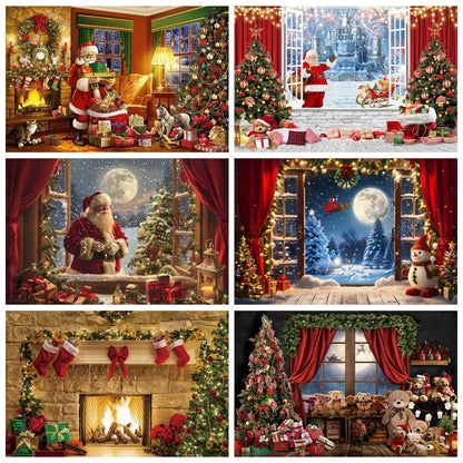 Christmas Santa's Sleigh Backdrop Wonderland