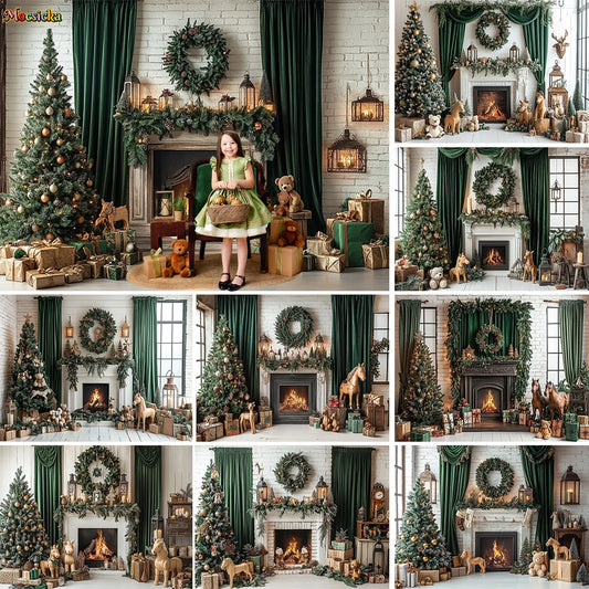 Christmas Fireplace Backdrop [Custom Sizes]